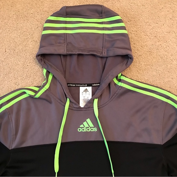 Adidas Basketball Hoodie Sweatshirt Adult Size Large Black Grey Unisex - Picture 2 of 9